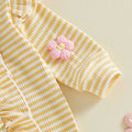 Long Sleeve Striped Flowers Baby Jumpsuit