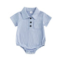 Short Sleeve Solid Collar Baby Romper Rompers The Trendy Toddlers Blue 0-3 M 
