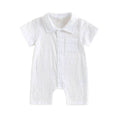 Short Sleeve Solid Collar Baby Romper White 0-3 M