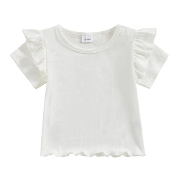 Solid Ruffled Toddler Tee White 12-18 M 