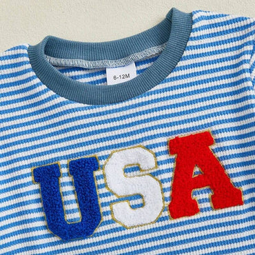 Short Sleeve USA Striped Toddler Set