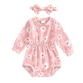 Long Sleeve Daisy Baby Romper Pink 0-3 M 