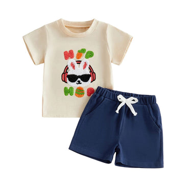 Short Sleeve Easter Bunny Toddler Set Beige 9-12 M