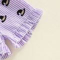 Puff Sleeve Purple Striped Halloween Toddler Set