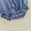 Puff Sleeve Collar Denim Baby Romper Rompers The Trendy Toddlers 