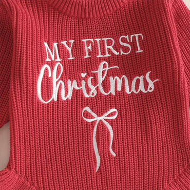 My First Christmas Knit Baby Romper