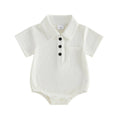 Short Sleeve Solid Collar Baby Romper Rompers The Trendy Toddlers White 0-3 M 