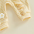 Long Sleeve Striped Flowers Baby Jumpsuit