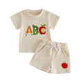 Short Sleeve ABC Waffle Toddler Set Beige 12-18 M