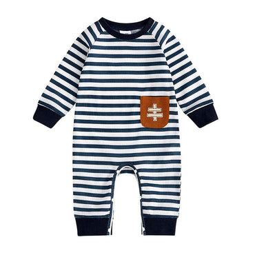 Long Sleeve Striped Baby Jumpsuit   