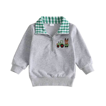Christmas Half-Zip Toddler Sweatshirt Gray 9-12 M