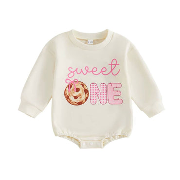 Long Sleeve Sweet One Baby Bodysuit The Trendy Toddlers Beige 9-12 M 