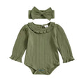 Long Sleeve Green Collar Baby Romper