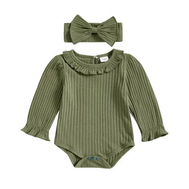 Long Sleeve Green Collar Baby Romper
