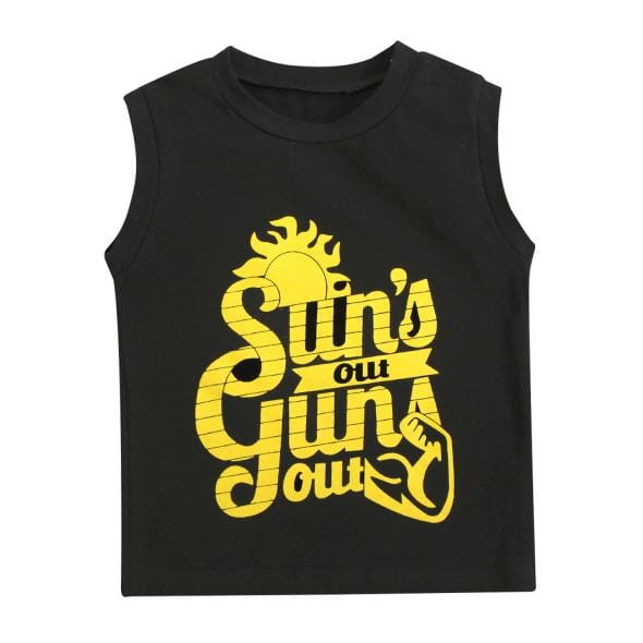 Suns Out Guns Out Black Toddler Tank Top   