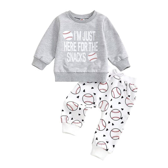 Long Sleeve Baseball Snacks Baby Set   