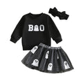 Long Sleeve Halloween Boo Skirt Toddler Set Sets The Trendy Toddlers 