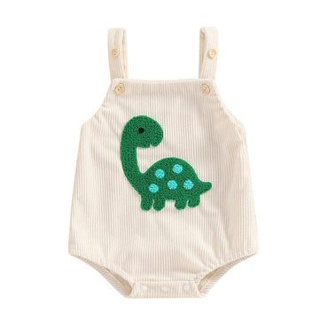 Sleeveless Dinosaur Baby Romper Beige 0-3 M 