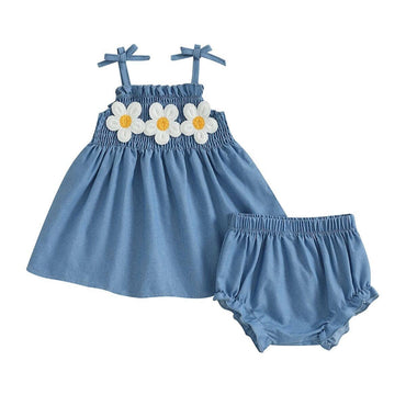 Sleeveless Daisy Straps Baby Set