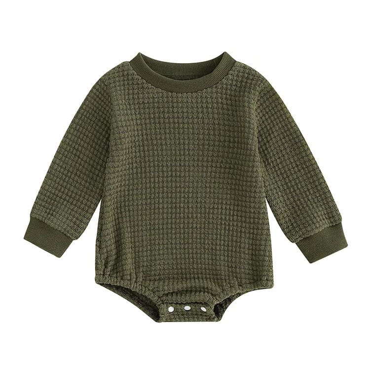 Long Sleeve Solid Baby Romper Green 0-3 M 