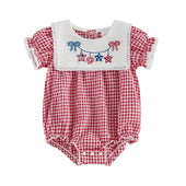 4th of July Plaid Baby Romper