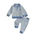 Long Sleeve Collar Striped Toddler Set
