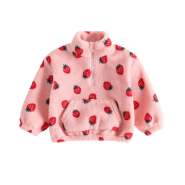 Strawberry Fleece Toddler Pullover Jacket The Trendy Toddlers 
