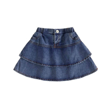 Double Layered Ruffles Denim Toddler Skirt