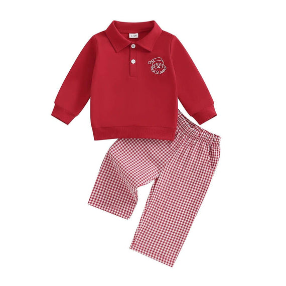 Long Sleeve Collar Santa Toddler Set