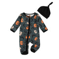 Long Sleeve Halloween Zipper Footed Baby Jumpsuit Black 0-3 M