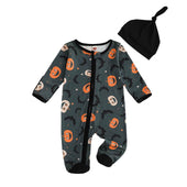 Long Sleeve Halloween Zipper Footed Baby Jumpsuit Black 0-3 M