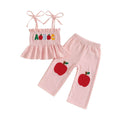 Tie Up Straps Back To School Toddler Set Pink 9-12 M