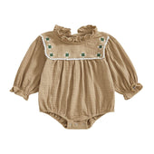 Long Sleeve Vintage Ruffled Baby Romper