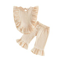 Solid Muslin Ruffled Toddler Set Beige 9-12 M