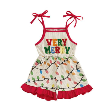 Tie Shoulder Very Merry Toddler Romper