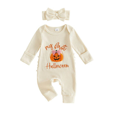 Long Sleeve My First Halloween Baby Jumpsuit Jumpsuit The Trendy Toddlers Beige 0-3 M 