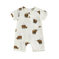 Short Sleeve Highland Cow Baby Romper Rompers The Trendy Toddlers 