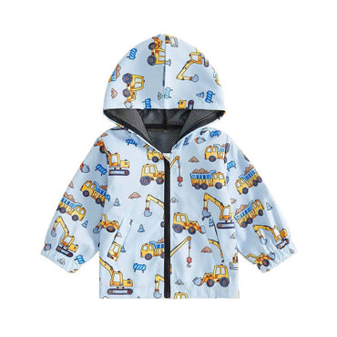 Construction Trucks Zipper Hooded Toddler Jacket Jacket The Trendy Toddlers 