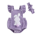 Fly Sleeve Easter Bunny Baby Romper Purple 0-3 M