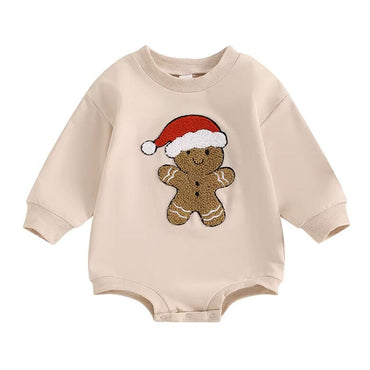 Long Sleeve Christmas Gingerbread Baby Bodysuit   