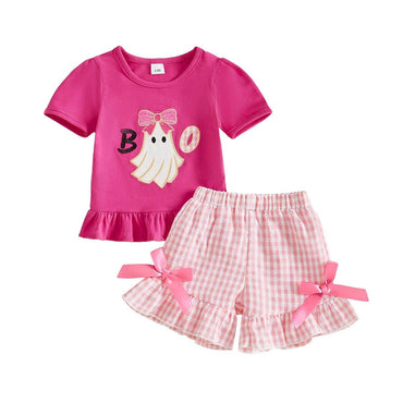 Short Sleeve Boo Checkered Baby Set Sets The Trendy Toddlers 