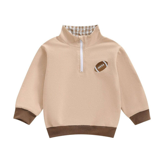 Long Sleeve Beige Football Toddler Sweatshirt