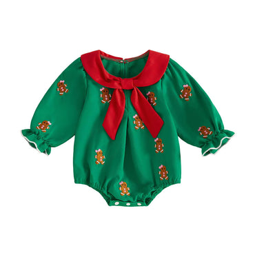 Long Sleeve Gingerbread Collar Baby Romper