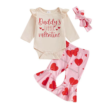 Daddy's Little Valentine Flared Pants Baby Set