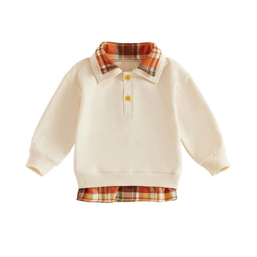 Long Sleeve Plaid Collar Toddler Sweatshirt