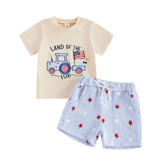 Short Sleeve Land Of The Free Baby Set