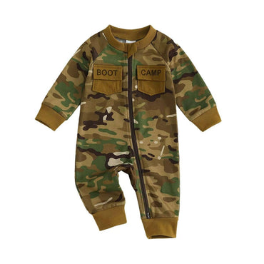 Long Sleeve Camo Zipper Baby Jumpsuit