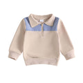 Long Sleeve Collar Gingham Toddler Sweatshirt sweatshirt The Trendy Toddlers Beige 12-18 M 