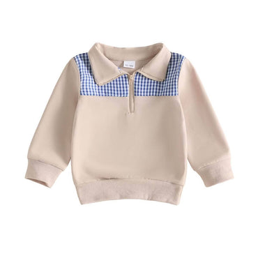 Long Sleeve Collar Gingham Toddler Sweatshirt
