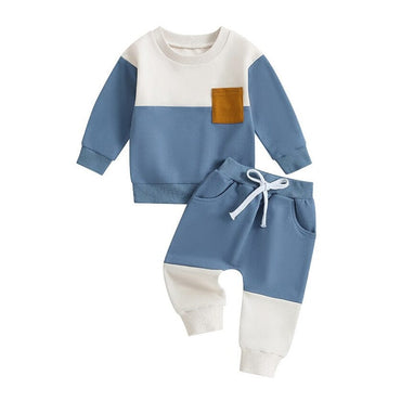 Color Block Pocket Baby Set Blue 3-6 M 